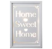 Décor Lites Wooden LED Box White Home Sweet Home 20cm x 30cm x 3cm, 2 x AA Battery - Clearance